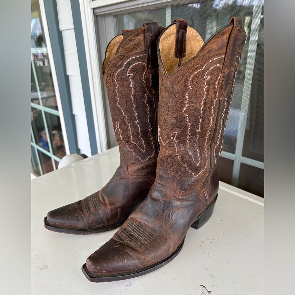 Brown Leather J.B. Dillon Western Cowboy Boots sz Men’s 9.5 D